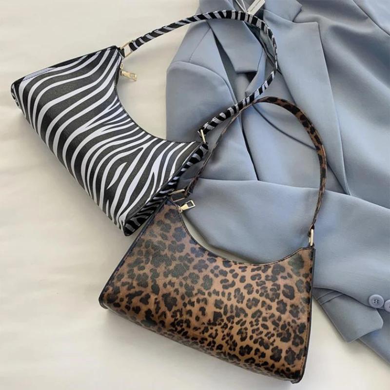 Fashion Zebra Leopard Print Women Handbag Pu Leather Underarm Shoulder Bags Female Daily Totes Purse Premium Durable