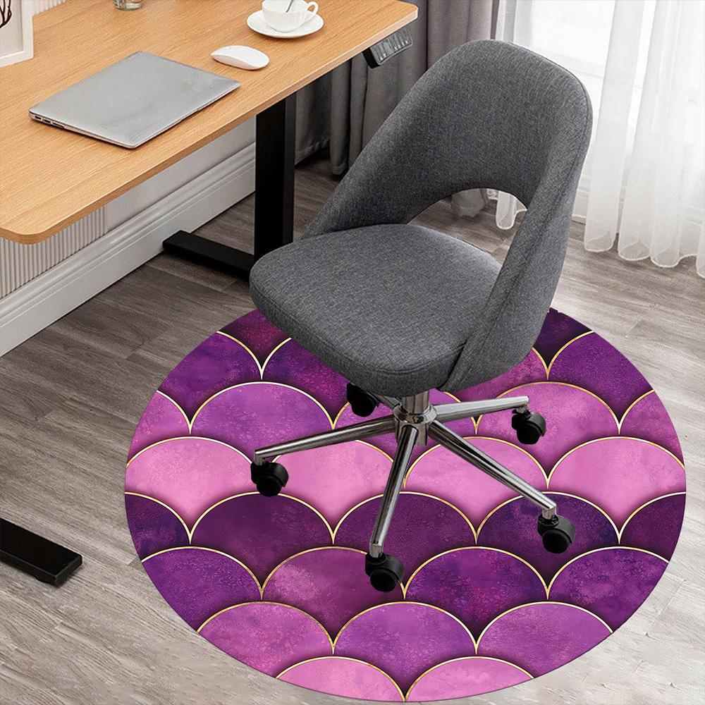 

1pc Mermaid Scales Gold Foil Round Chair mat Area Rug - Non-Slip, Floor Mat for Office, Bedroom, and Indoor Decor c1118238 80cm by 80cm