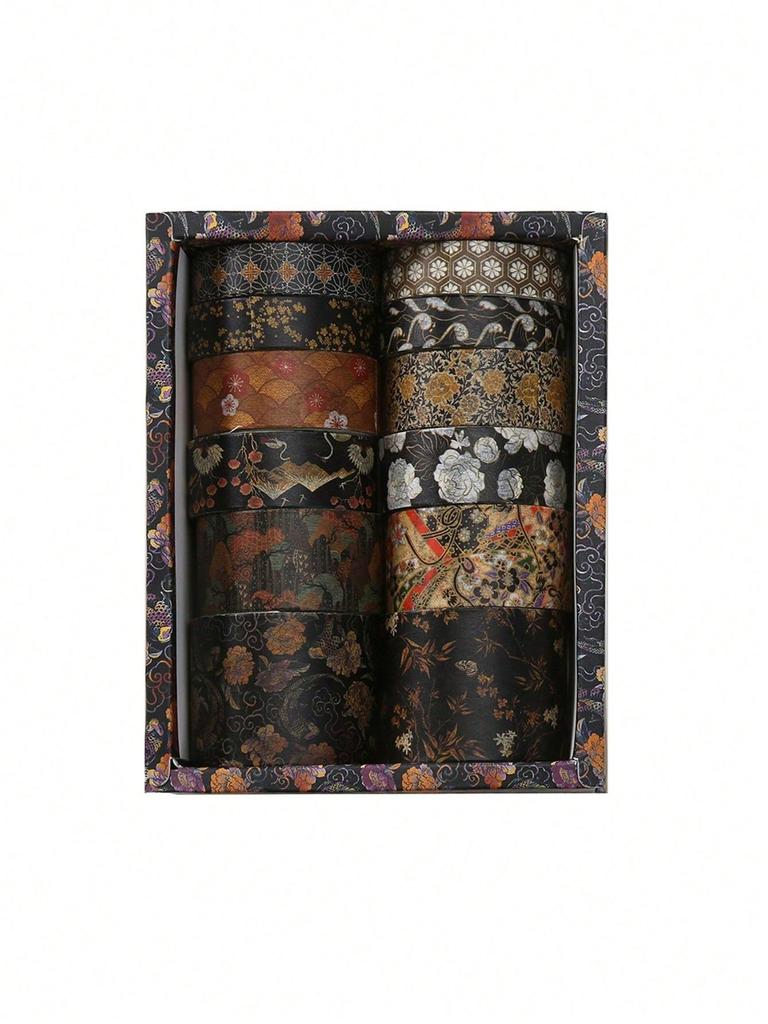 12 rolls/box Retro Landscape Washi Tape Creative Floral Mountain Crane Design Sticker Rolls Scrapbook Gift Wrapping