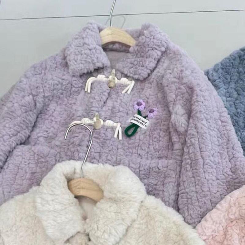 

Пальто из искусственного меха ягненка с кукольным воротником, женская зимняя одежда, новое короткое утолщенное из искусственного кроличьего меха 2XL（130-140） фиолетовый