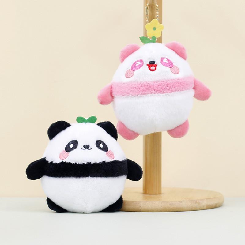 Cute Panda Plush Toy Keychain Short Plush Stuffed Doll For Couples
