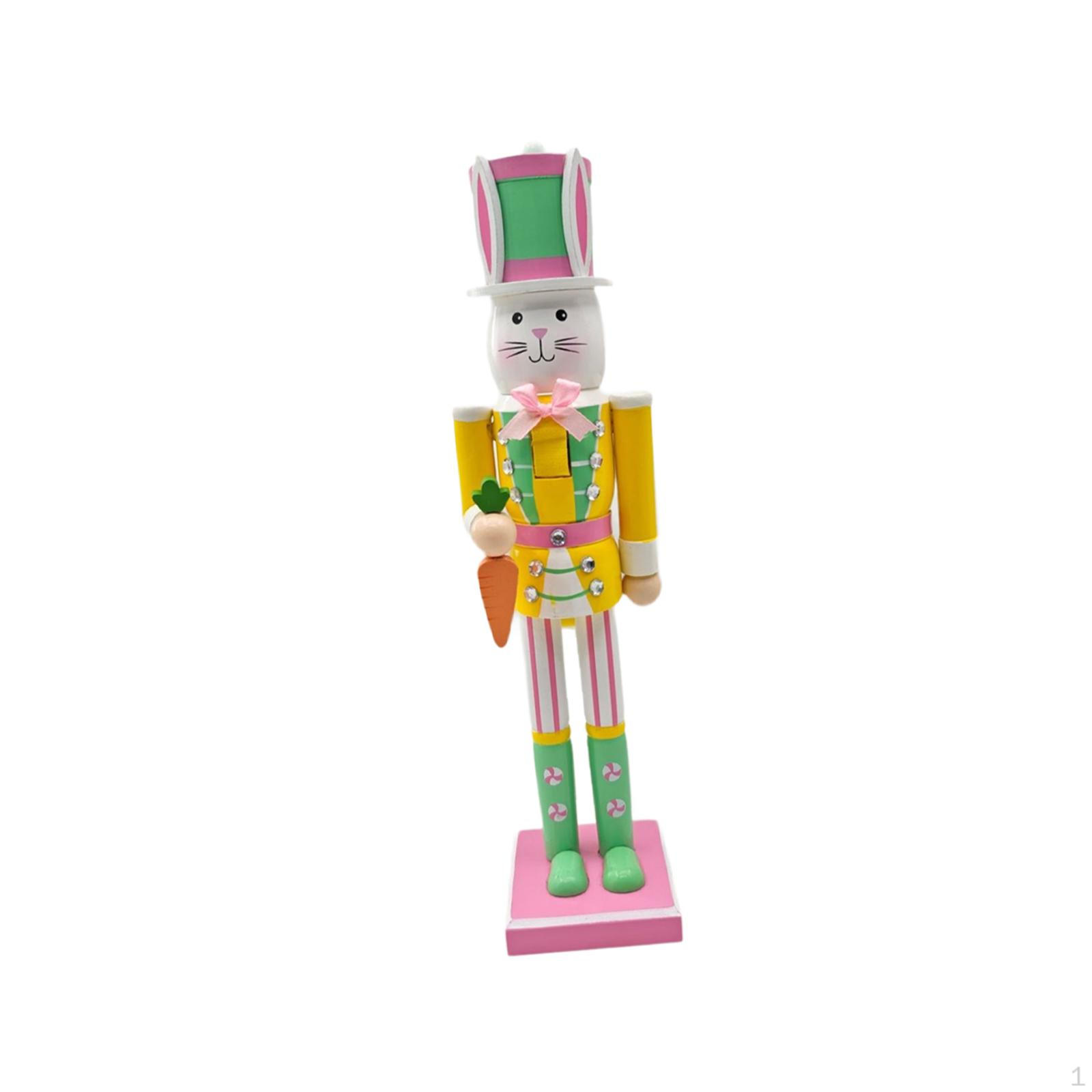

Easter Bunny Nutcracker Gift Traditional Tabletop Wood Statue Sculpture for Office Party жовтий