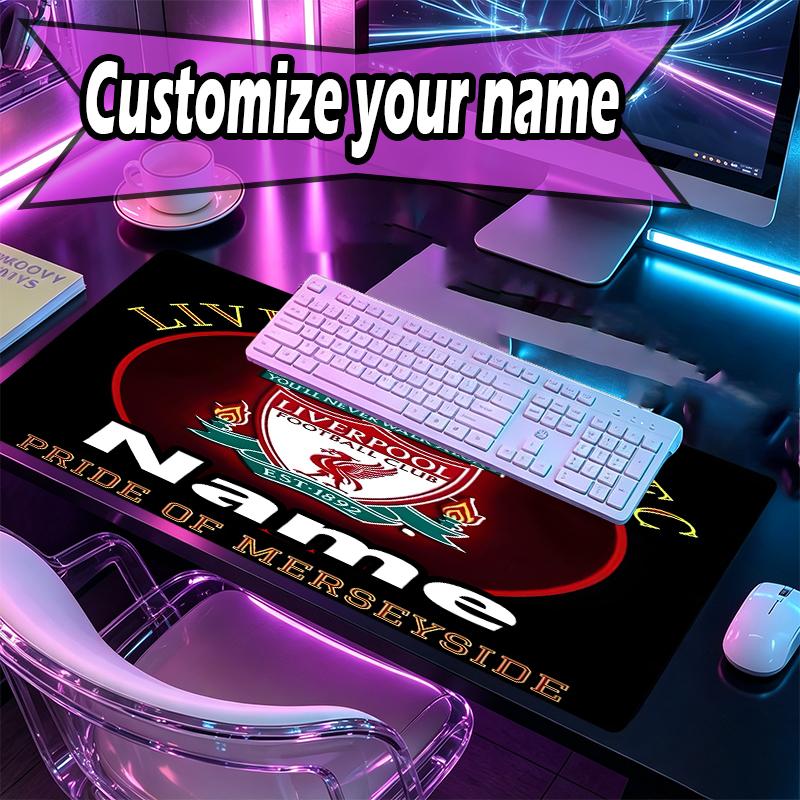 Custom Name Personalized Football team F.C Pattern Mousepad, Laptop PC Desk Mat, Decorative Desk Mat for Home Keyboard Pad Gift