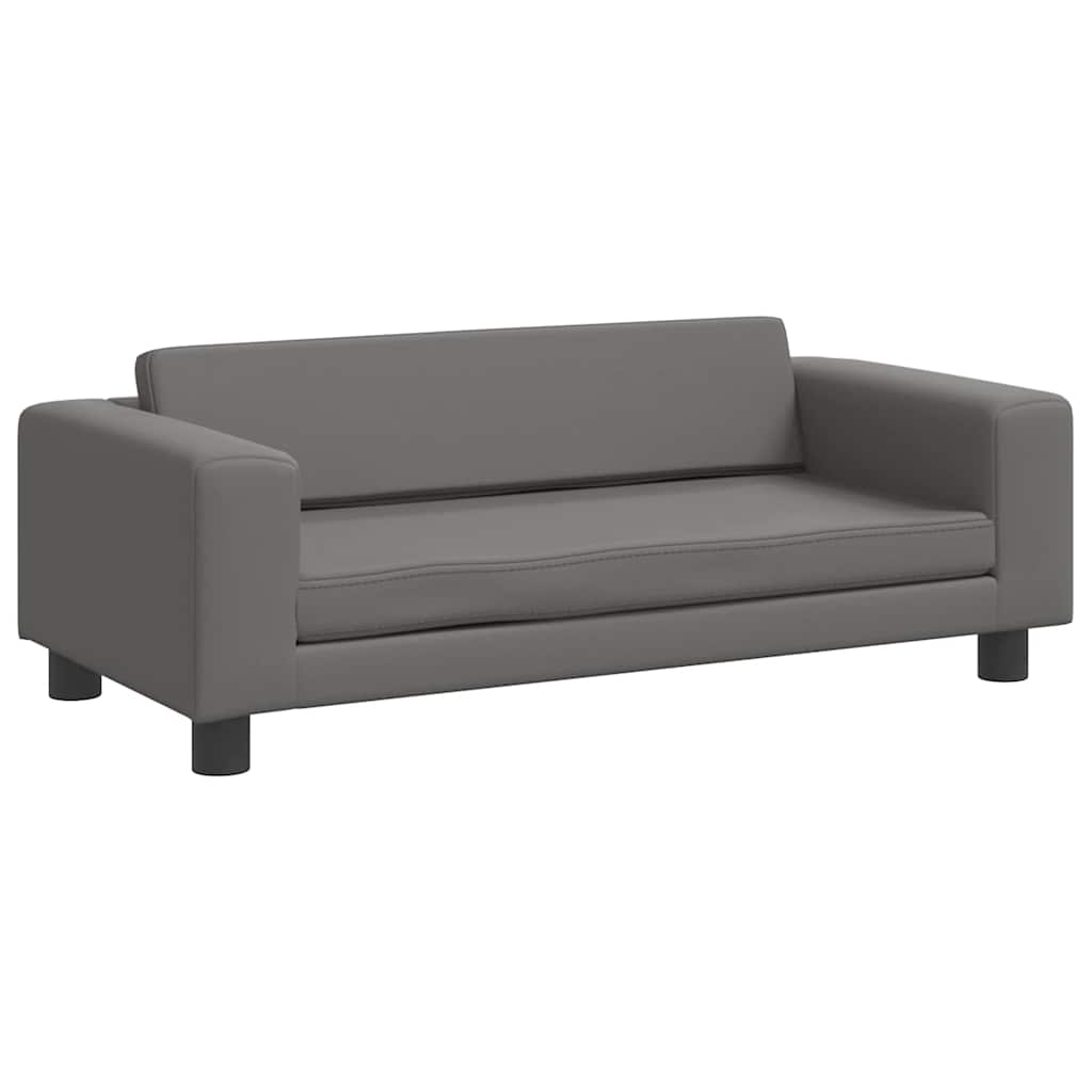 Vidaxl Sofa Dziecięca Z Podnóżkiem, Szara, 100X50X30 Cm, Ekoskóra