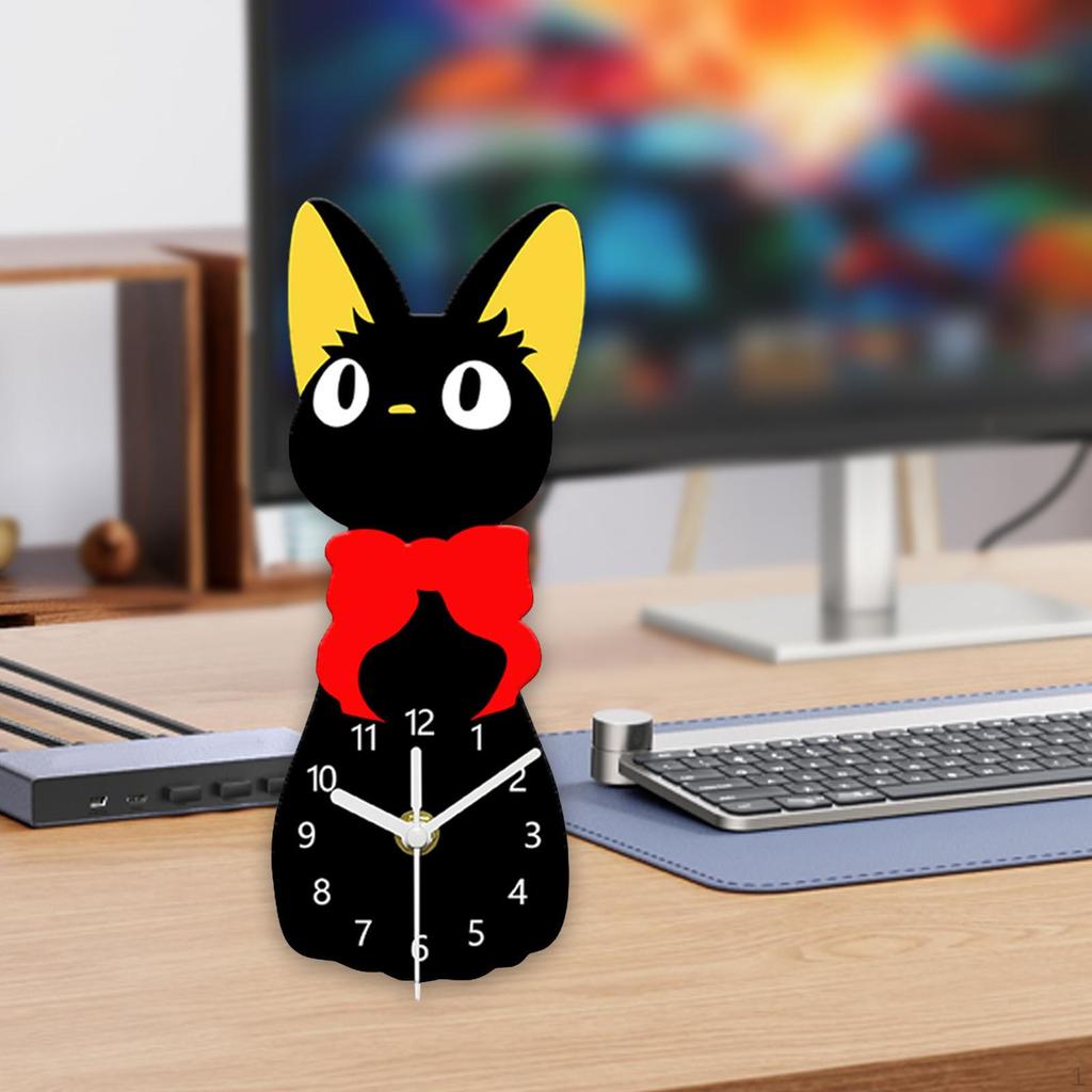 Cat Table Clock Desktop Ornament Gift,Non Ticking,Decorative,Decoration,Desk for Home Office