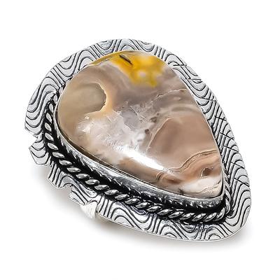 Natural Bumble Bee Jasper Gemstone 925 Sterling Silver Jewelry Ring Size 9 j3E72