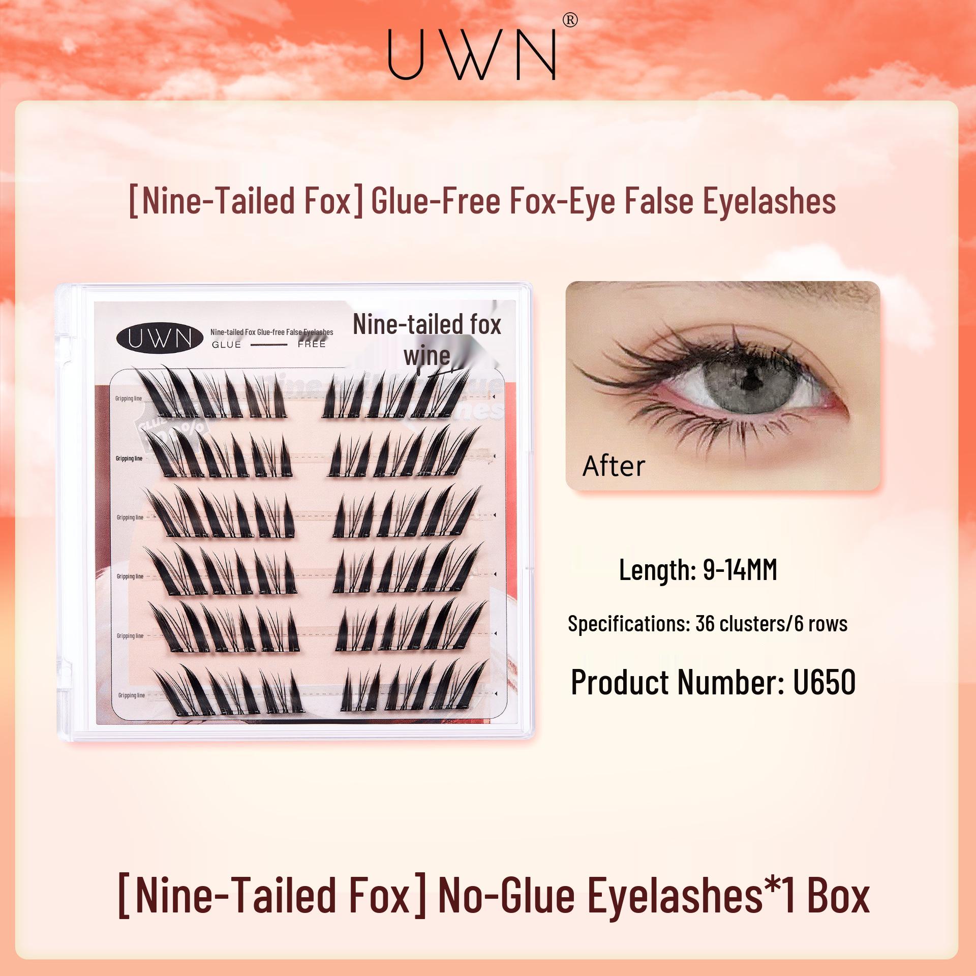 UWN Daji Glue-Free Curly Natural Eyelashes in Angled Flying Fox Style