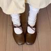 Retro Temperament Round Head with Mary Jane Shoes Pleated Flat Ballet Shoes Shallow Mouth Soft Sole Single Shoes