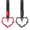 Fabbay 2 Pieces Heart Handle Keycha Car Accessory Heart Hand Strap Drift Charm For Car Interior Exterior Decoration(Red And Black,Thorns Style)