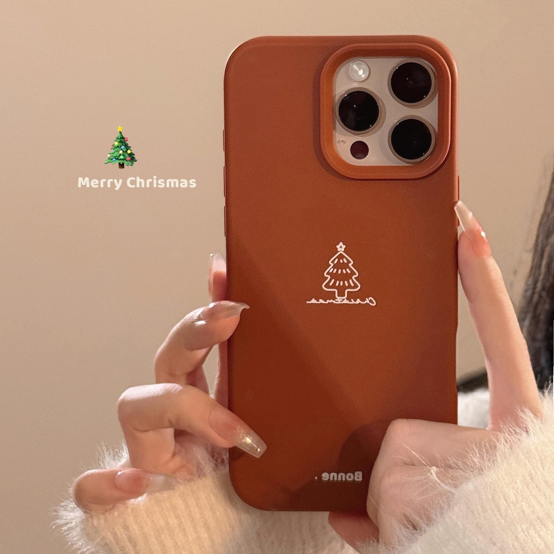 

Ins Wind Red Christmas Tree for IPhone 16 Phone Case for Apple 17 Simple 13 Silicone 14 Pro Max for 15 11