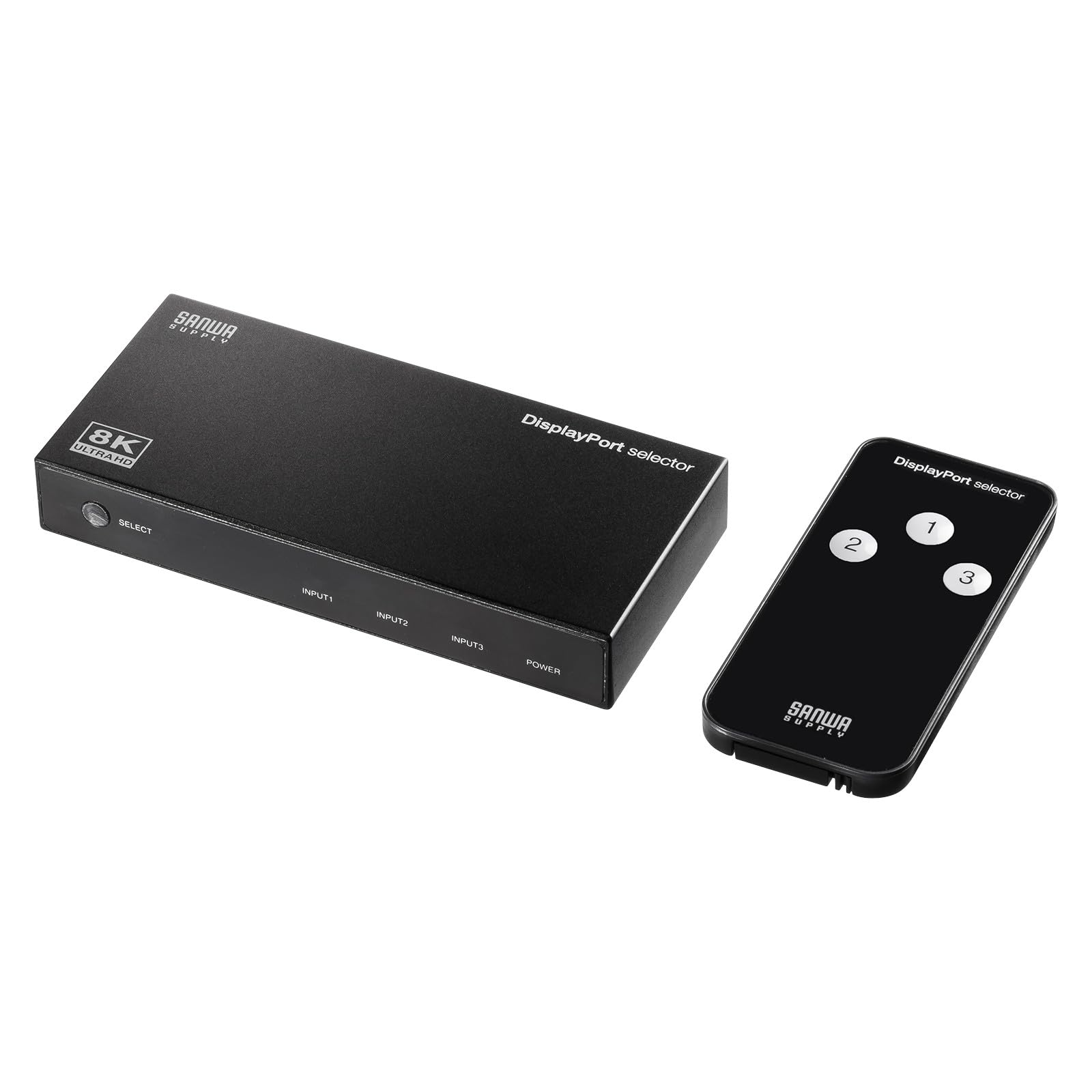 

Sanwa Supply SW-DP31R 3-input, 1-output DisplayPort Switch (8K/30Hz compatible, with remote control)