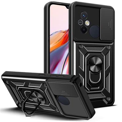 For Xiaomi Redmi 12C Case Armor Shockproof Magnetic Ring Stand Holder Case For Redmi 12 C 12C Slide Camera Lens Back Cover