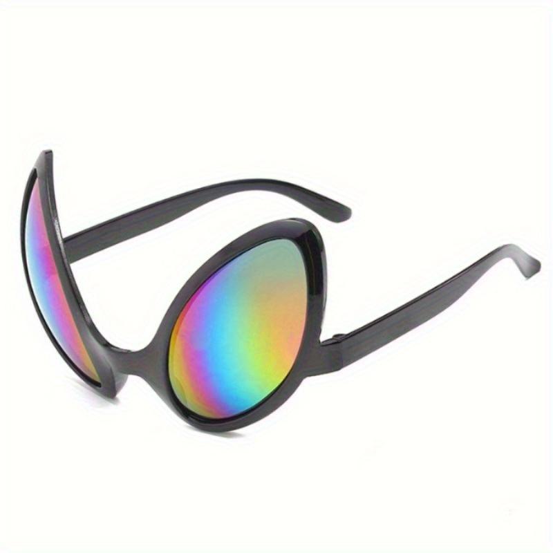 Alien-Themed Rainbow Fashion Glasses with Green Glitter Antennas - Fun Party Accessory for New Year's, Halloween, and Themed Events
