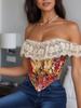 Retro Jacquard Lace Patchwork Fishbone Corset - Sexy French Oil Painting Style