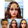 Elegant Simulation Gemstone Decor Women Golden Headpiece With Tassel Design For Travel And Gift