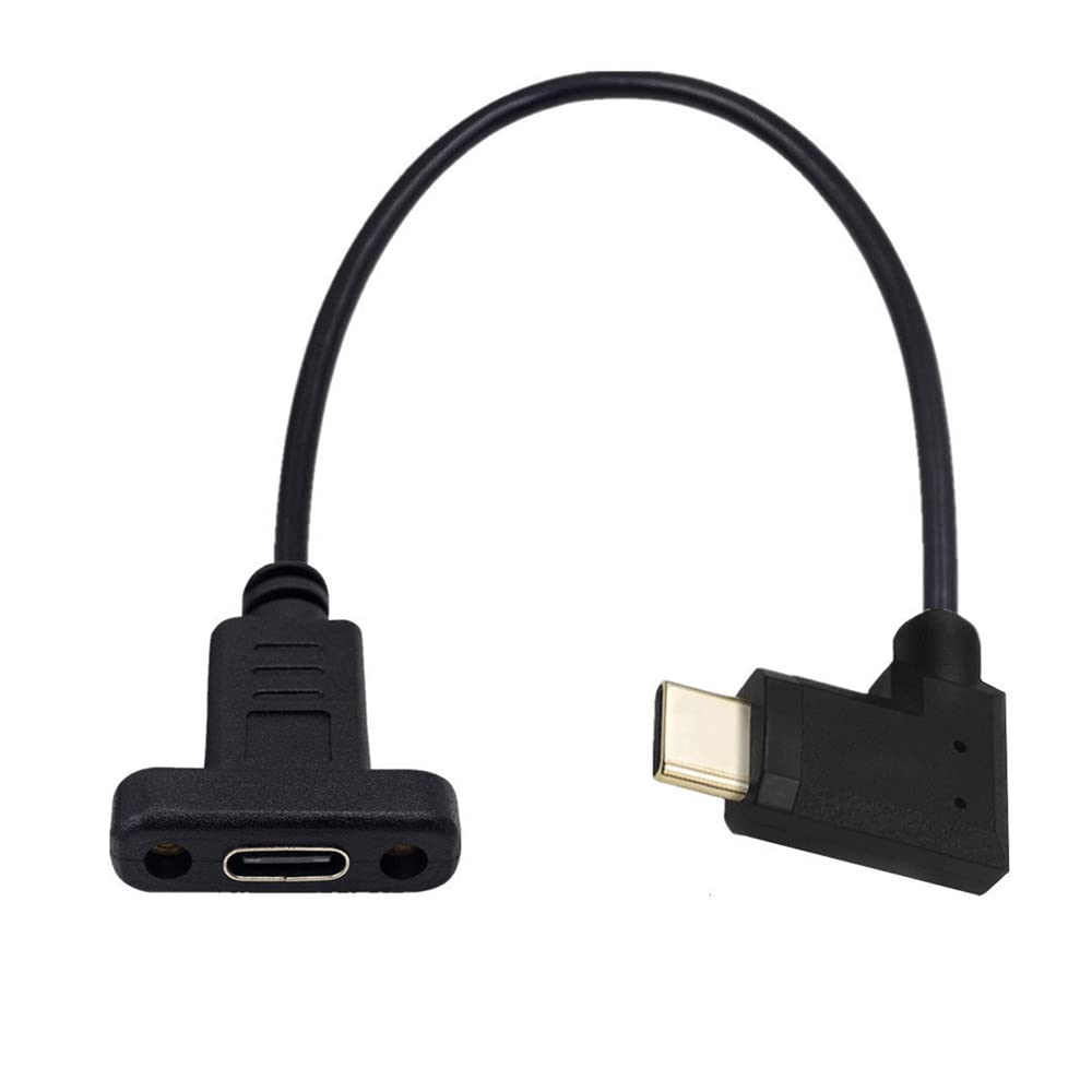 NFHK 90 Degree Angled to USB Type C Male to Female Extension Data 30cm USB-C 3.1 Cable,
