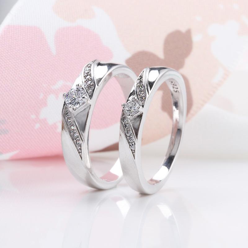 Buyee CopperCouples Ring White Zircon Ring Finge for Women Men Classic Fashion Wedding Fine Jewelry Circle Gift