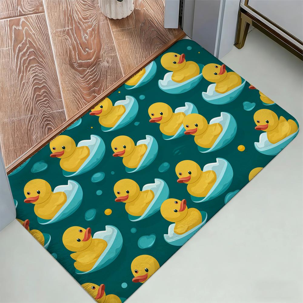 Covoraș de podea din cauciuc cu rață de desene animate, covoraș moale, gros, antiderapant, din flanelă confortabilă, pentru decorul camerei de zi, dormitorului, bucătăriei, covoare
