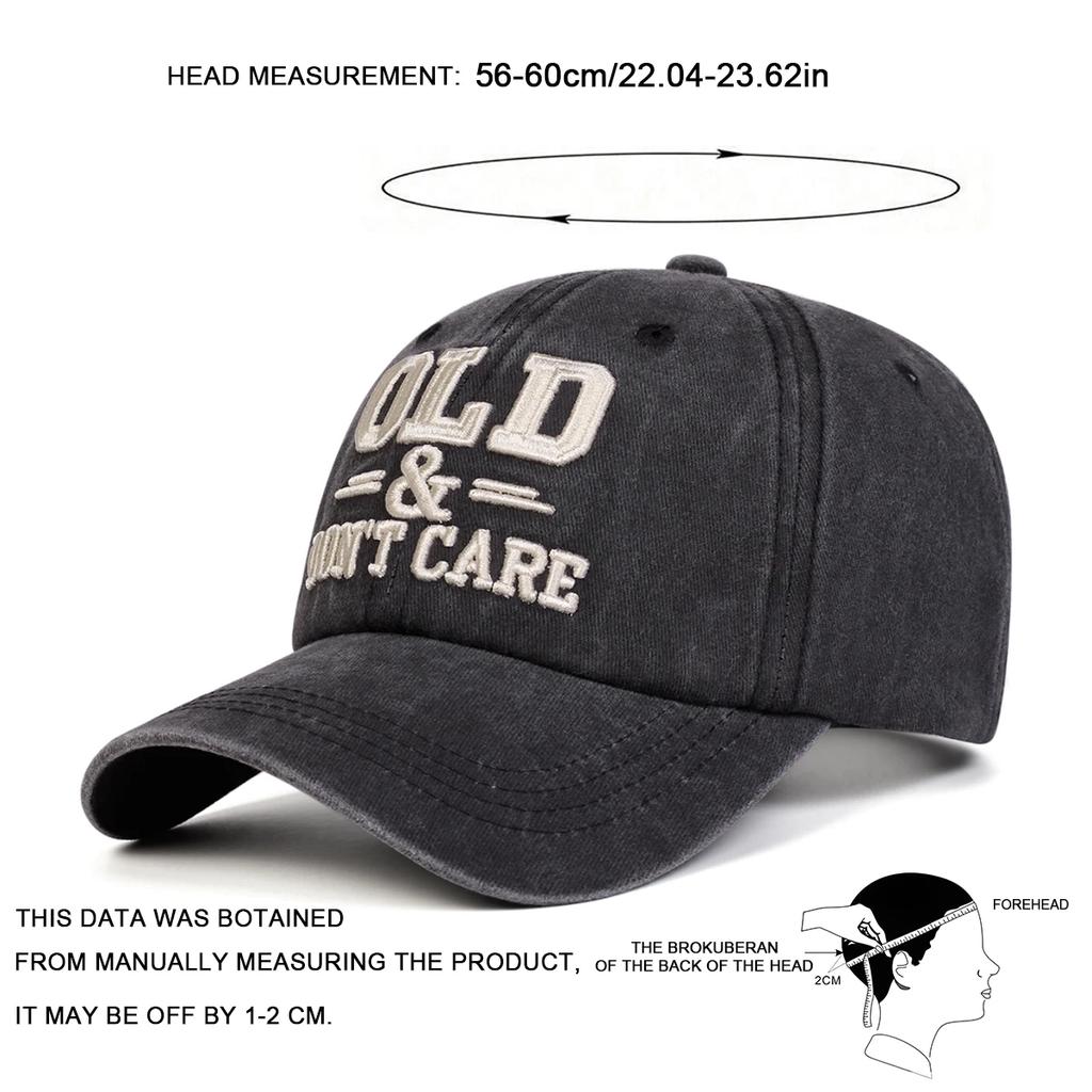 Berretti da Baseball Unisex con Ricamo di Lettere OLD & DON'T CARE Primavera Autunno Outdoor Regolabili Cappelli Casual Cappello Parasole Cappello Sportivo