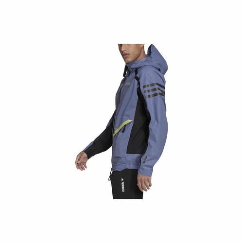 adidas Colorblock Letter Print Windproof Waterproof Hooded Jacket for Men, Blue