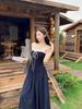 Design-Sense Spitzen-Patchwork zum Binden Camisole-Kleid, Damen 2025 Sommer Chic Schlankmachendes Langes Kleid
