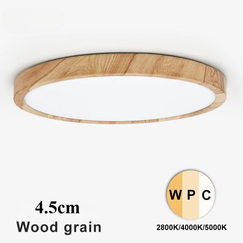 Moderní LED stropní světlo Vzhled dřeva Zlaté Jedno světlo se 3 barvami Domácí osvětlení Kuchyň Ložnice Koupelna Povrchové stropní svítidlo