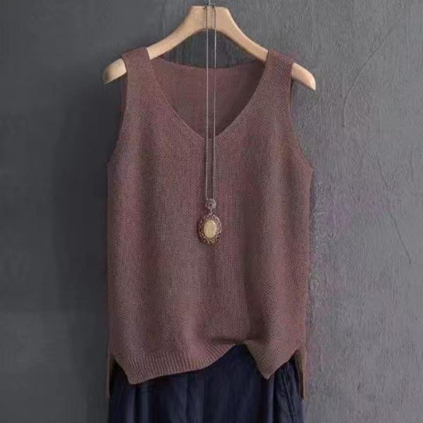 Spring/Summer Women's Knitted Ice Silk Sleeveless T-shirt New Style Strap Tank Top with Undercover