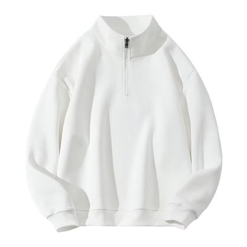 Unisex Stand Collar Half-Zip Solid Color Hoodie - Trendy, Versatile, and Casual Loose Fit Top