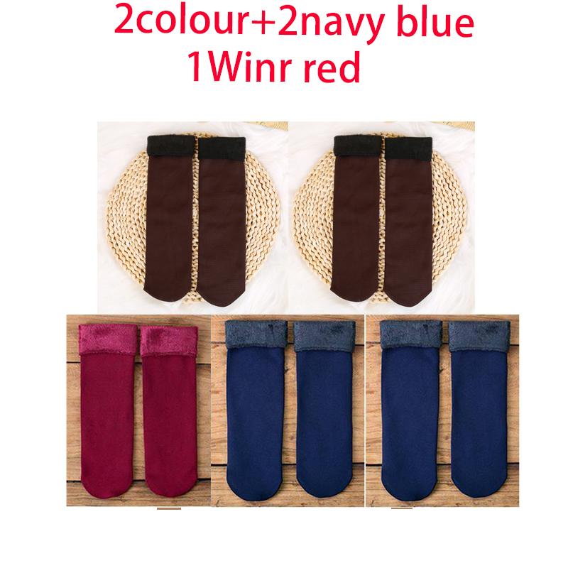 5 Pairs Of Women's Winter Thickened Warm Socks Set With Thickened Velvet Solid Wool Socks To Keep Out Cold And Snow Socks