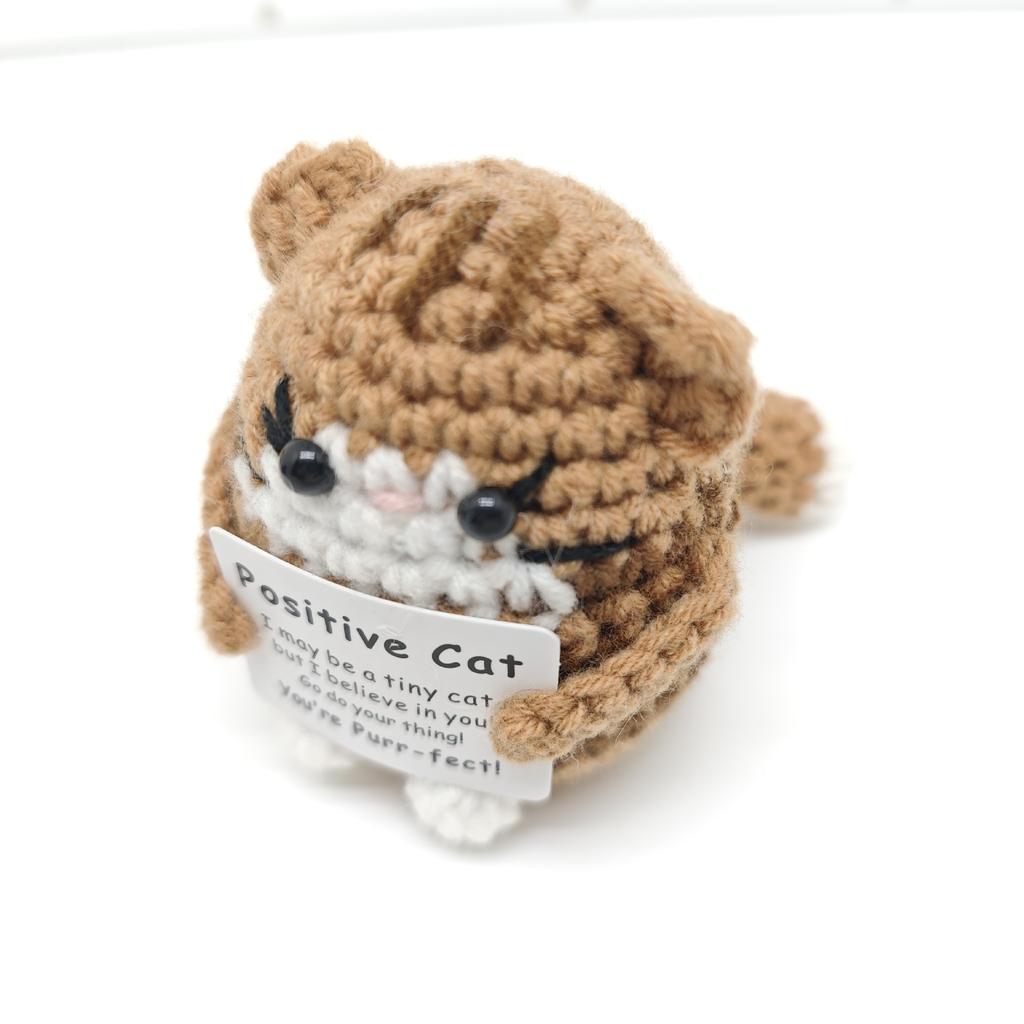 New Crochet Cat Doll Ornament Home Room Decoration Handmade Knitted Positive Energy Cat Doll With Card Christmas Party Gifts