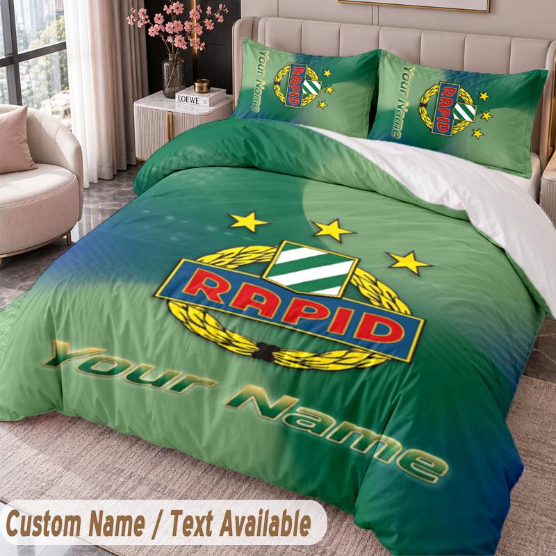 Rapid Wien FC Printed Bedding Set Custom Name Text 1 Duvet Cover 2 Pillowcases For Bedroom