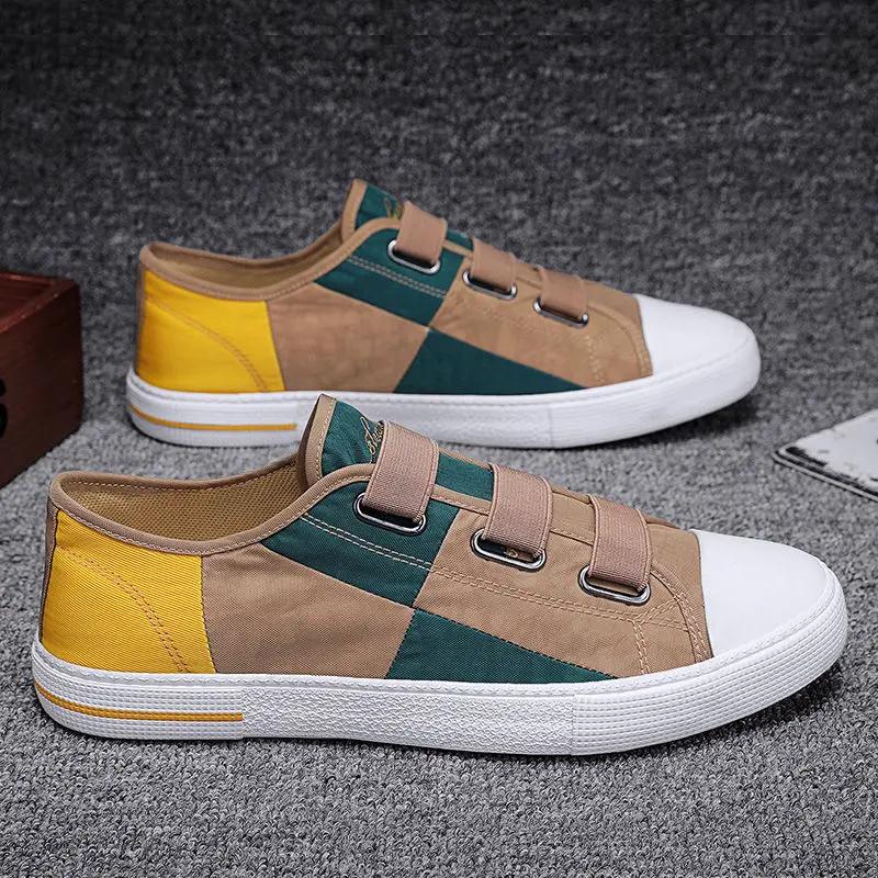 Casual Shoes for Men Retro Style Slip-on Canvas Sneakers Flat Legitimate Elegant Leisure Walking Footwear Offer Common Man Shoe