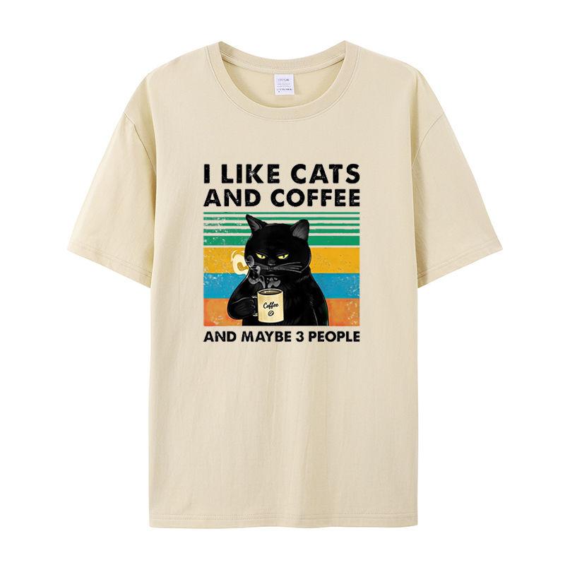 Fun Cat Printed Men's T-Shirt Summer Vintage Kawaii Men's and Women's Surfing Beach T-Shirt Unisex Breathable Casual Top