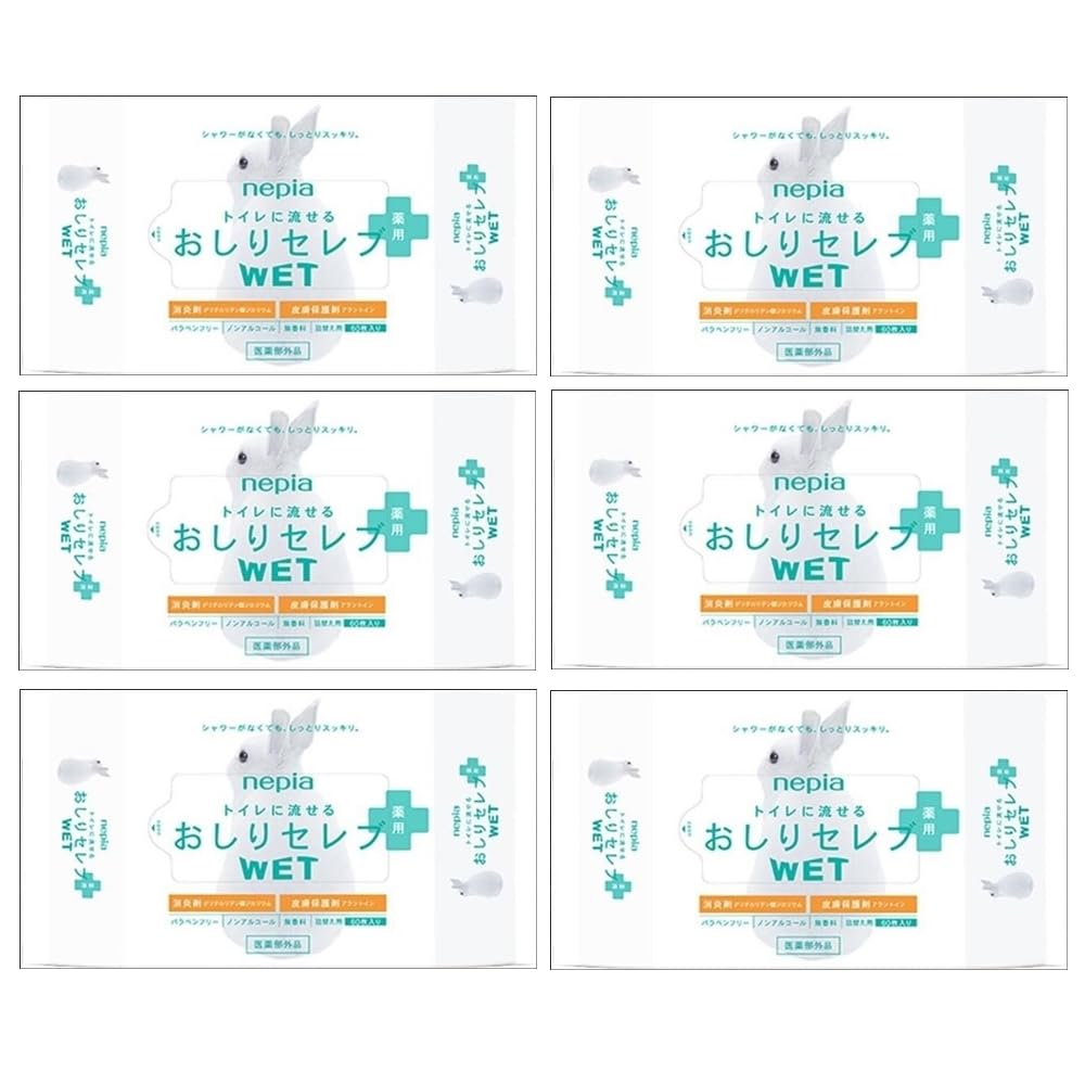 

Nepia Butt Celebrity Wet Sheets x Keeps Skin Prevents Skin Wet Wipes Cleanly Refill, 6-Pack (60 6), Flushable, Medicated, Clean, Irritation, Type, белый