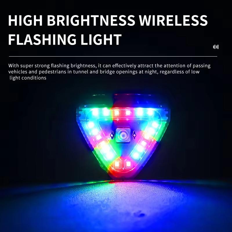 Solar Power Strobe Warning Light Multimode Colorful Motorcycle LED Night Rear Collision Flashing Siganl Lamp Car Warning Light