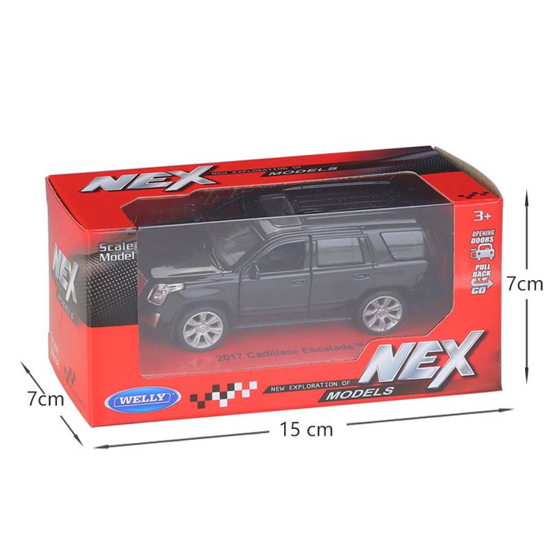 1/36 Skala Cadillac Escalade SUV Leke Bil Modell Welly Støpt Kjøretøy Miniatyr Trekk tilbake Frie Hjul Samling Gave til Barn Gutter