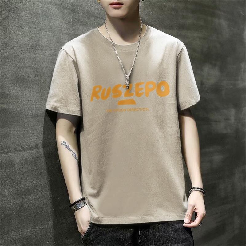 Men'S Short-Sleeved T-Shirt New Summer Trend Korean Version Loose Bottoming Shirt Clothes T-Shirt Large Size Teen