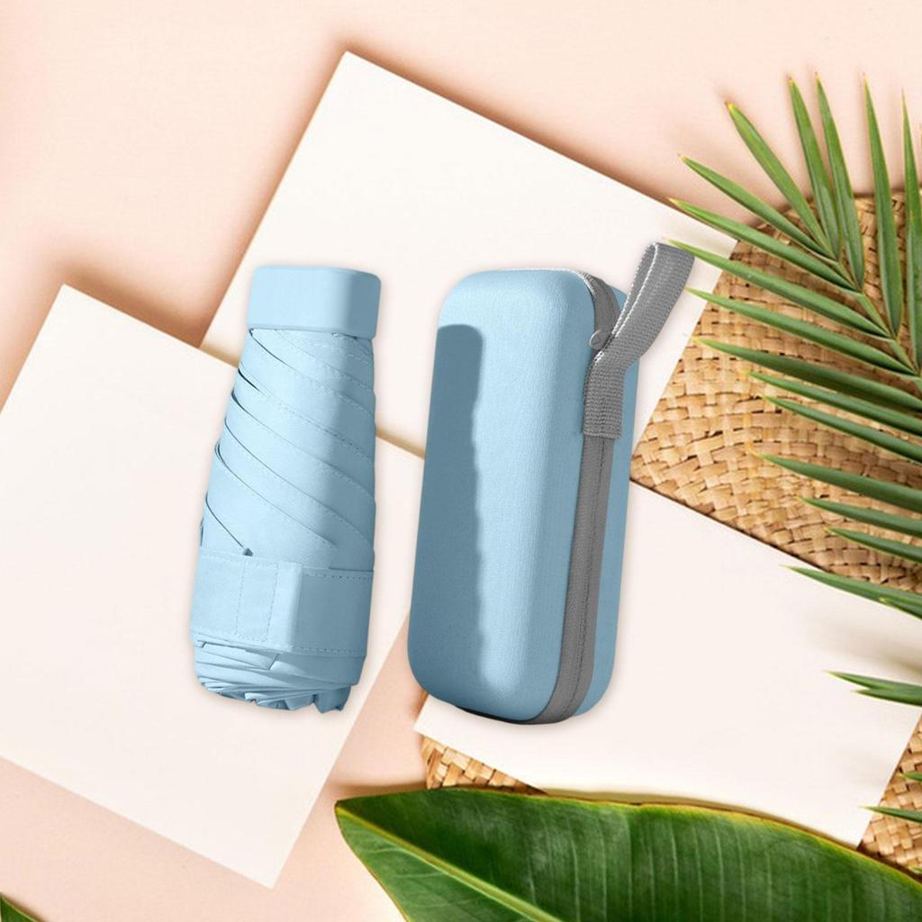 Mini Reiseschirm 6 Speichen Tragbarer Sonnenschirm für Rucksackreisen Outdoor-Aktivitäten