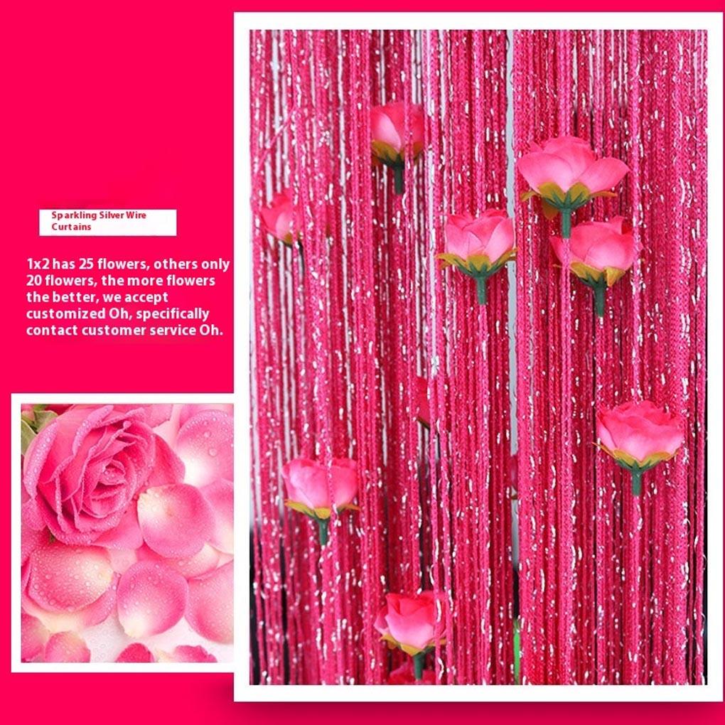 Elegant Rose Thread Curtains Bright Color Not Easy To Fade Vertical Look Encrypted Door Curtains