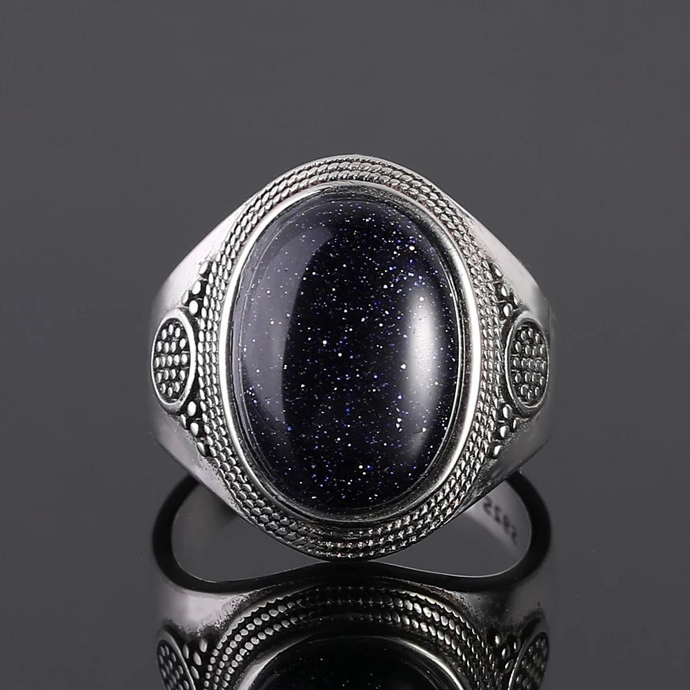 S Srebrny Pierścionek dla Kobiet Owalny Okrągły Kształt Kropli Wody Naturalny Błękitny Piaskowiec Pierścionek Prezent Kształt Słońca Retro Luksusowy Delikatny