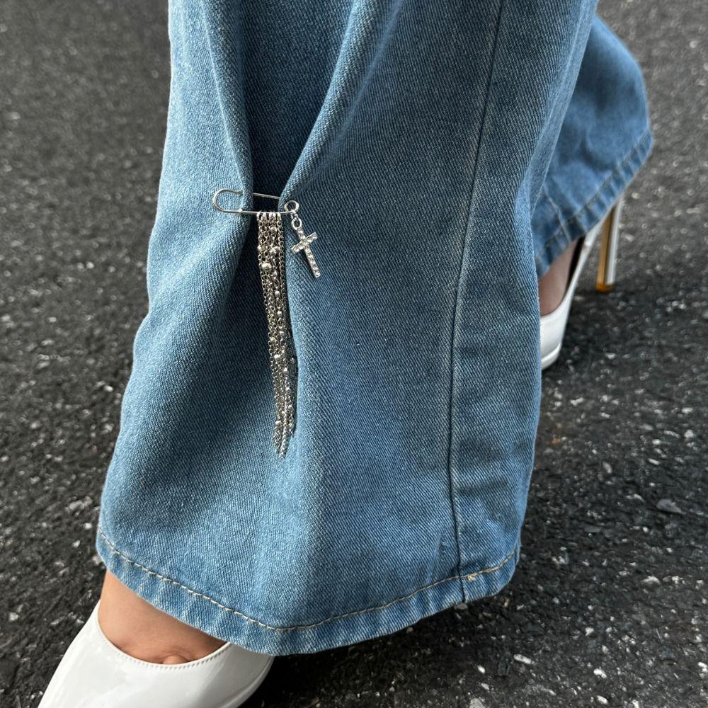 Detachable Tassel Pearl Foot Ankle Cross Cross Pendant Jeans Chain  Clothing Accessories