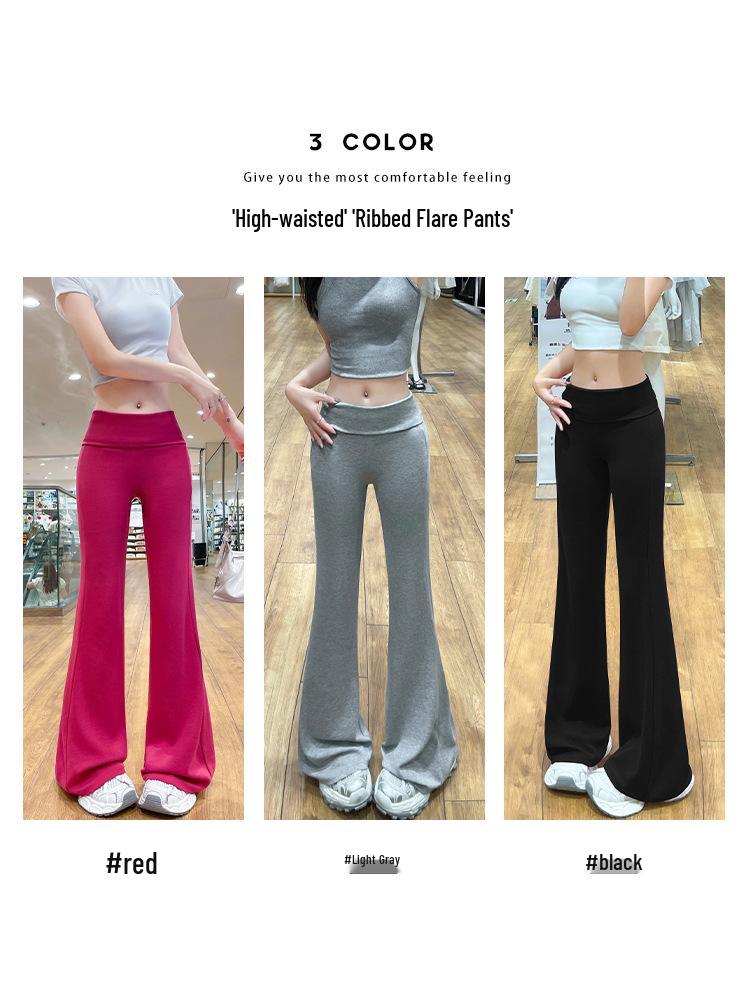 High-Waist Ice Silk Flare Yoga Pants - Slimming & Casual Sportswear
