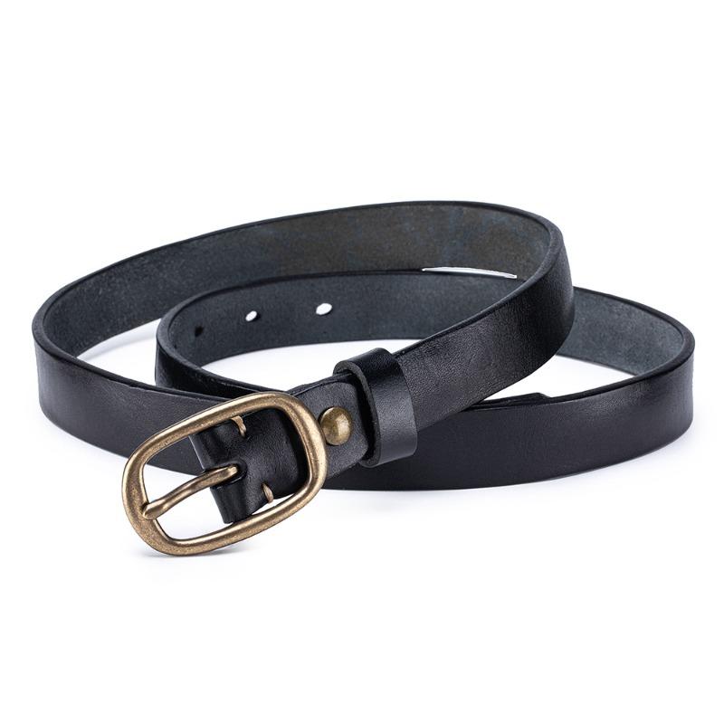 Genuine leather retro pure copper buckle handmade women's belt first layer vegetable tanned cowhide casual versatile belt with jeans