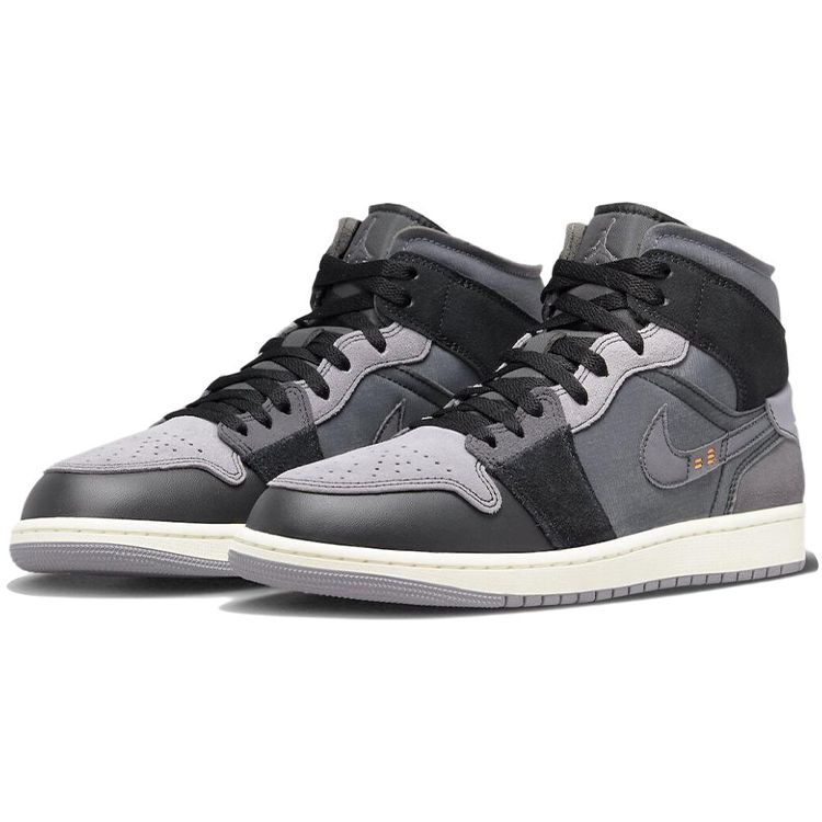 Air Jordan 1 Mid SE Craft Inside Out - Schwarze Herren-Sneaker Light-Graphite Sail Cement-Grey DM9652-001