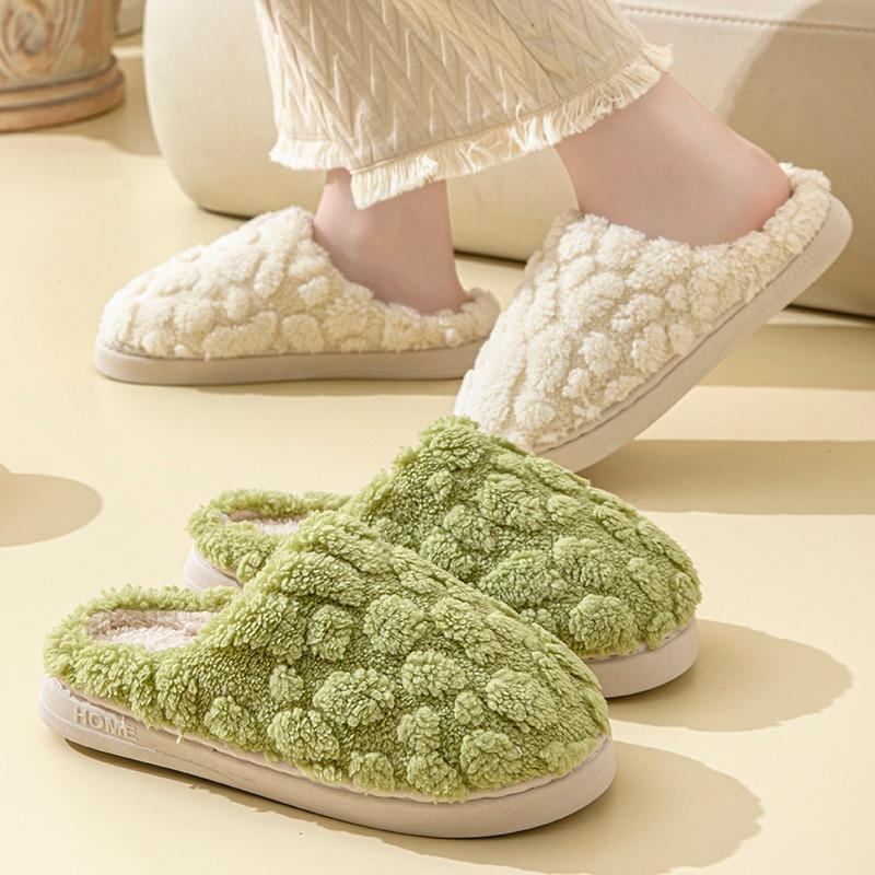 Autumn and winter new plush thermal cotton slippers women's indoor home non-slip household couple plush slippers men's winter