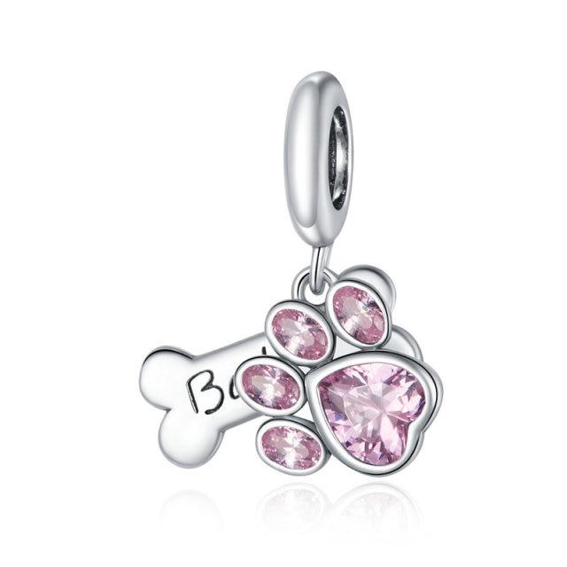 Zirconia Color Sterling Cane Animaletto Cane Cane Bulldog Perline Adatte Braccialetto da Polso Originale Ciondolo Gioielli Fai da Te Braccialetto da Polso alla Moda