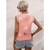 Women's printed V-neck sleeveless knitted floral pullover sweater