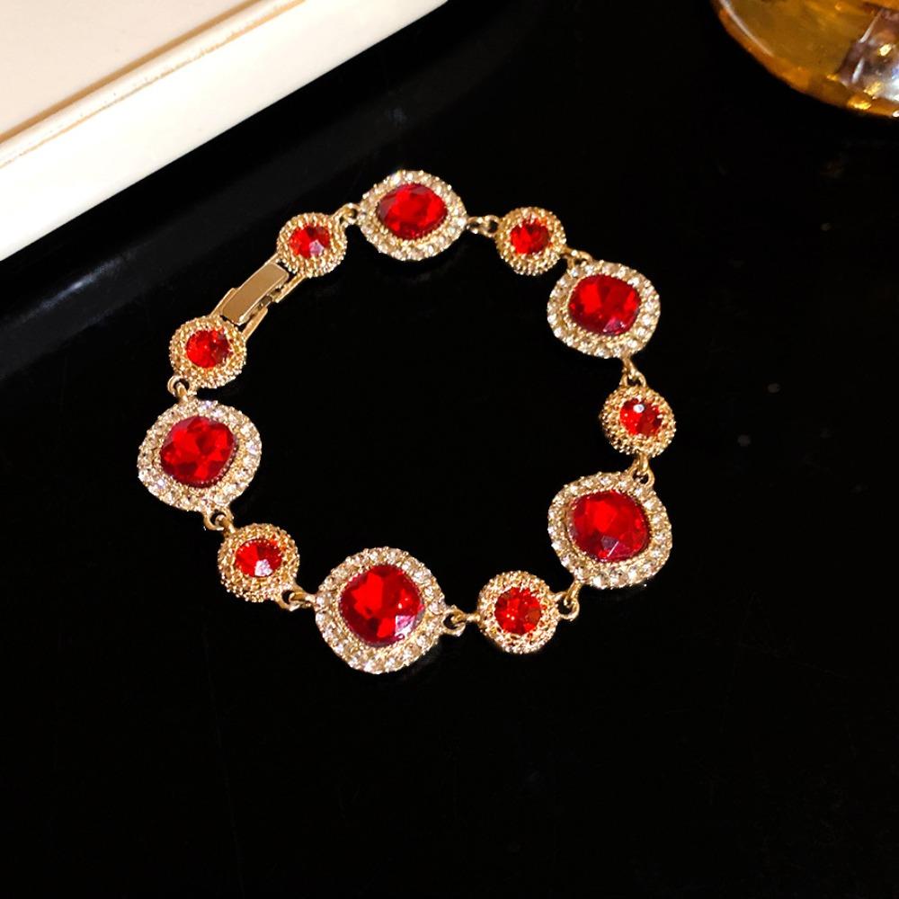 Glänzendes Vintage Strassarmband Gold Geometrischer Armreif Mode Zirkonarmband Partyschmuck