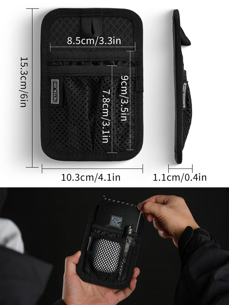 TACTICAL GEEK TCM4 Mini Organizer EDC Akcesorium do plecaka z gładkim rzepem na rzep, Otwierana z tyłu kieszeń i Panel Insertowy z siatką na akcesoria Admin Bag, Modułowy, Czarny
