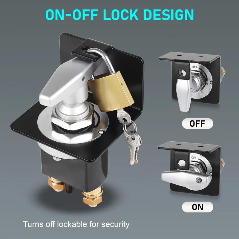 CNSPEED 1500A Heavy Duty Battery Kill Switch Kit With Lock  Bracket Cutter Disconnecter Isolator For RV Camper Van Truck Boat
